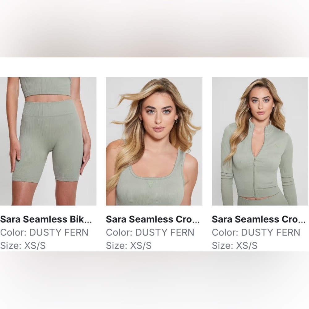 Guess Sara Seamless Dusty Fern 3 pcs set (Cropped Tank Top, Shorts and Jacket)